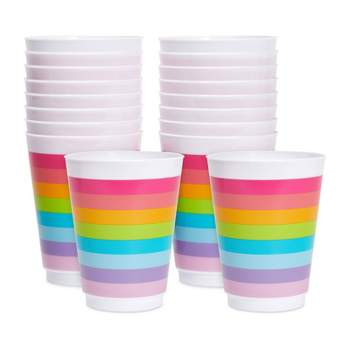 Sparkle and Bash 100 Pack Mini Disposable Paper Cups with Geometric Design for Espresso, Mouthwash, Tea, Coffee (4oz, White)