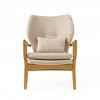 Mid Century Upholstered Club Chair with Wood Armrests and Tufted Back for Living Room or Bedroom-Cuddlewood - 3 of 4