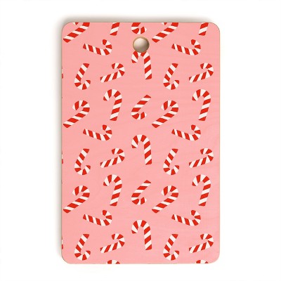 Lathe & Quill Candy Canes Pink Cutting Board Rectangle -Deny Designs