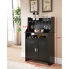 Kings Brand Furniture Shelton 9 Bottle Capacity Wine Rack Buffet & Storage Cabinet, Black - 3 of 4