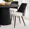 5-Piece Round Dining Table Set, 46" Pedestal Table with 4 Rattan Back Boucle Upholstered Chairs, Coastal Farmhouse Dining Room Set-Maison Boucle‎ - 4 of 4