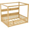 Okak Twin/Full Size Canopy Bookcase Beds with Storage Shelves & Guardrails,Solid Wood Bed Frame for Teens,No Spring Box Needed - 4 of 4