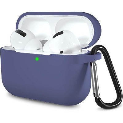 BONGEEK AirPods Pro Case Cover,Soft Silicone Protective Cases Cover Skin for Apple AirPod Pro 2 Charging Case Keychain Front LED Visible,Blue Gray