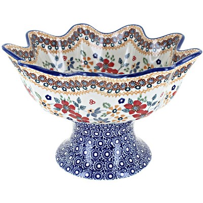 Blue Rose Polish Pottery P184 Manufaktura Pedestal Fruit Bowl
