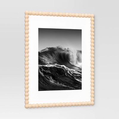 16" x 20" Light Brown Wood Beaded Wall Picture Frame