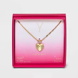 14K Gold Dipped 'Y' Initial Diamond Cut Heart Pendant Necklace - A New Day™ Gold