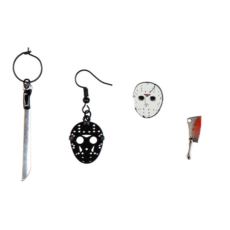 Friday The 13th Costume Jewelry Stud Dangle Closed Back Earrings Set 4 Pack Multicoloured, 2 of 5
