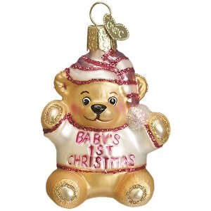 Old World Christmas Blown Glass Ornament for Christmas Tree, Baby Girl's First Teddy Bear - 1 of 3