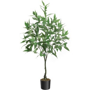 4FT Artificial Eucalyptus Tree, Faux Potted Plant with Realistic Silk Leaves, Indoor Outdoor Decor for Home, Living Room, Bedroom, Office - 1 of 4