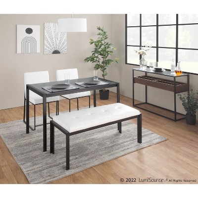 Contemporary Black Steel & Walnut Wood Console Table with Glass Top