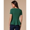 INSPIRE CHIC Women's Short Sleeve Round Neck Stretch Business Classic Peplum Top - 3 of 4