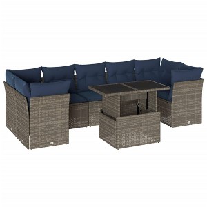 vidaXL 8 Piece Garden Sofa Set with Cushions - Gray Without Storage - 1 of 4
