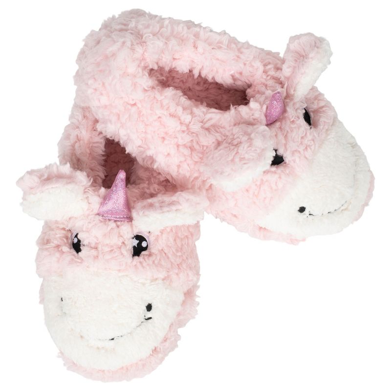 Elanze Designs Unicorn Pink Women's Animal Cozy Plush Lined Non Slip Fuzzy Slipper - Small, 1 of 7