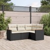 vidaXL 4 Piece Patio Sofa Set with Cushions Black and Cream Poly Rattan - Without Table - 2 of 4