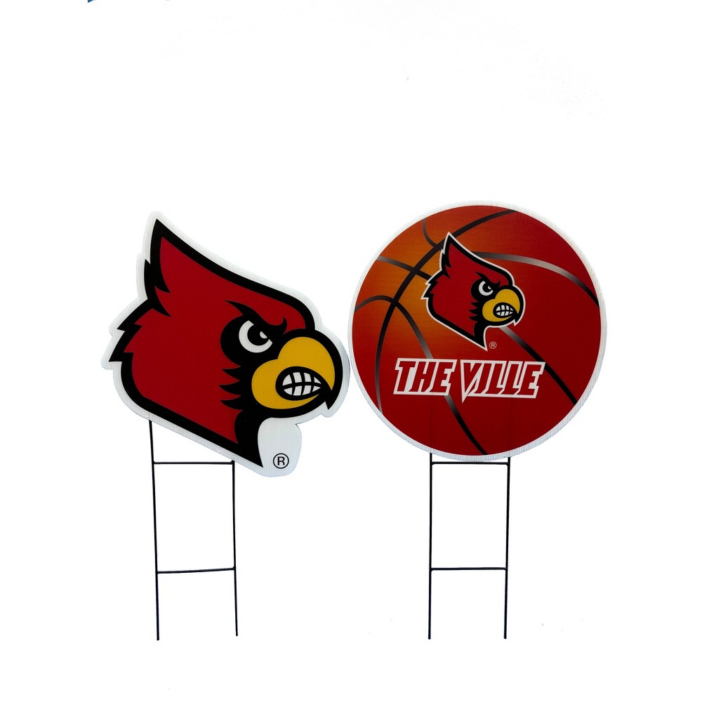 NCAA Louisville Cardinals 2pk Logo and Helmet Garden Stake Set