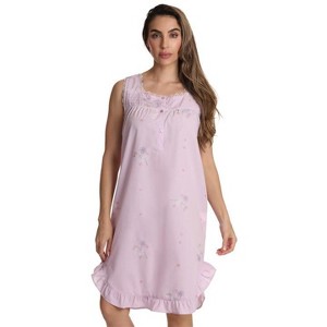 Dreamcrest Sleeveless Woven Nightgown with Floral Embroidery - Cute PJ Babydoll Sleepwear - 1 of 3