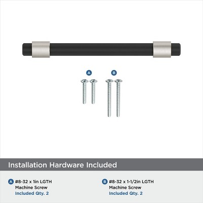Matte Black and Satin Nickel Modern Cabinet Bar Pull