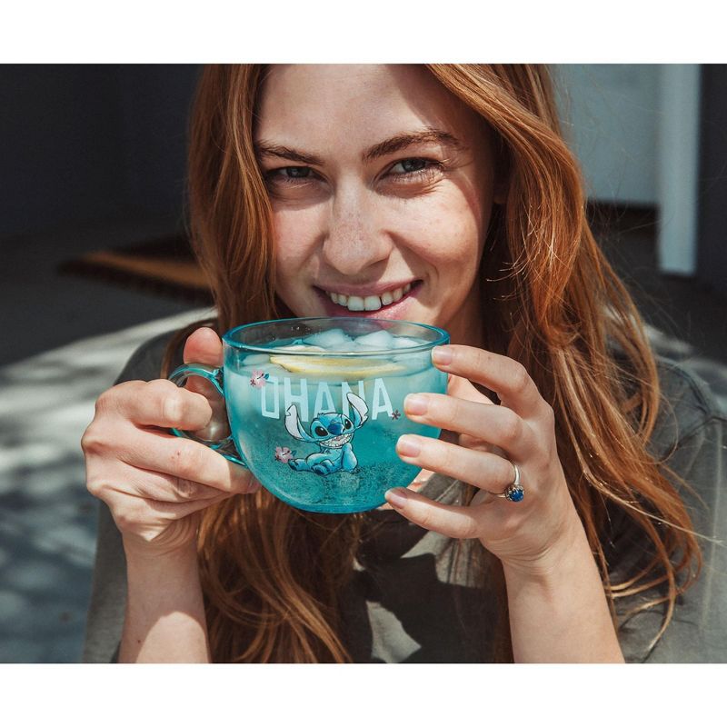 Silver Buffalo Disney Lilo & Stitch Ohana Glass Coffee Mug | Holds 16 Ounces, 3 of 7
