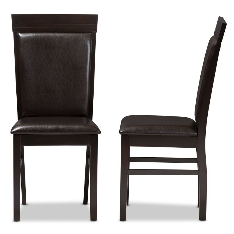 Set of 2 Thea Modern And Contemporary Faux Leather Upholstered Dining Chairs Dark Brown - Baxton Studio: Armless, Wood Frame, 250lbs Capacity, 4 of 9