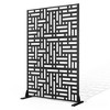 TOAOTBNBO Metal Privacy Screen with Stand, Decorative Privacy Fence Panels with Geometric Pattern, Outdoor Privacy Screen for Garden, Black - 2 of 4