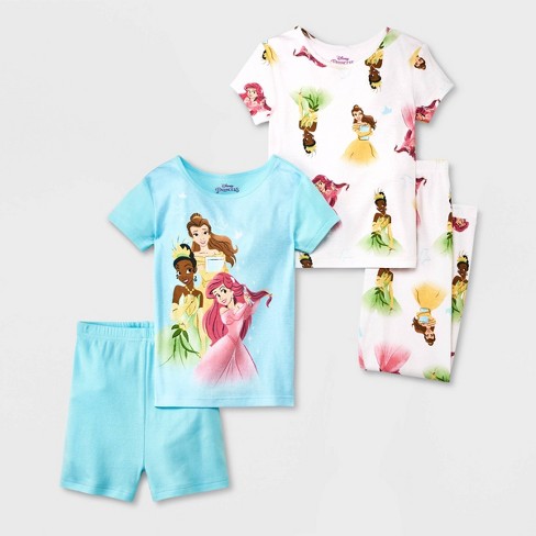 : Light 4pc Princess Disney Target Girls\' Blue/white - Set Pajama