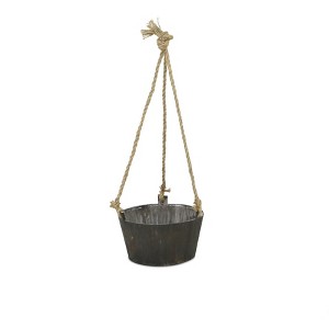 Cheung's Calvin Round Wooden Rope Hung Planter - 1 of 3