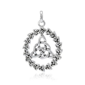 Slickblue Women's Celtic Triquetra Pendant Necklace, Sterling Silver Trinity Knot Design, 1.1", 18" Box Chain - 1 of 4