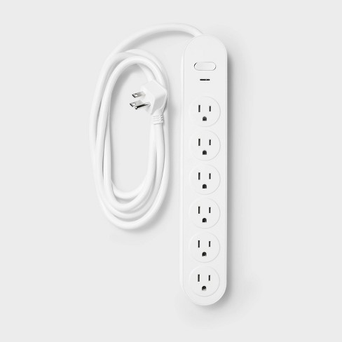 6 Outlet Surge Protector 6' Cord White - Heyday™ : Target