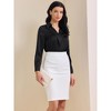 INSPIRE CHIC Women's Satin Collar V Neck Long Sleeve Office Dressy Blouse - 2 of 4