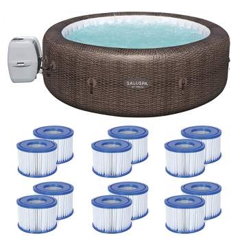 Bestway SaluSpa St Moritz 7 Person Inflatable Hot Tub Spa and Coleman Pool Filter Pump Type VI Replacement Cartridge (12 Pack)