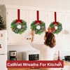 6 Pcs Small Wreath Cabinets Kitchen Xmas Decor 11.5 Inch with Bow Frosted Berries Pine Tips Pinecones Hanging Indoor Fireplace - 4 of 4