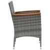 vidaXL 4X Patio Dining Chairs in Gray - Outdoor Poly Rattan Seating w/Acacia Wood Armrests and Cushions - 4 of 4