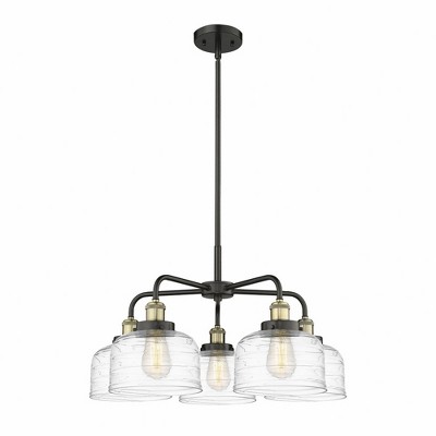 Bell - 5 Light Stem Hung Chandelier In Art Deco Style-14.75 Inches Tall and 26 Inches Wide