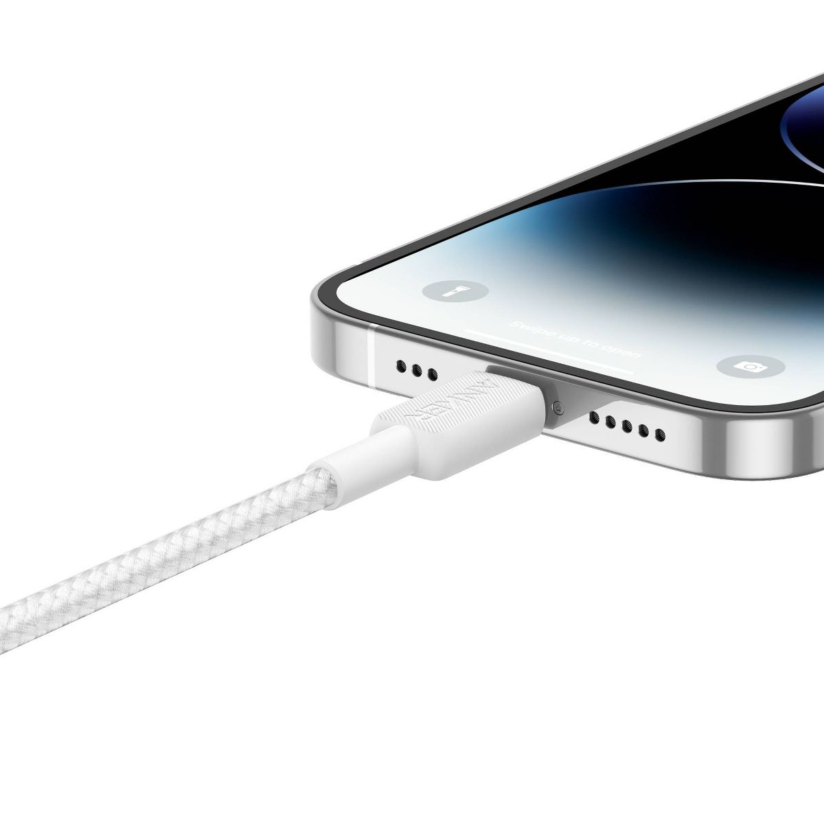 Anker 6' Braided Lightning to USB-C Fast Charging Cable - White: Quick Charge, Apple Connector, 6ft Length - thumbnail 5