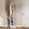 Sapphtopaz Full Length Mirror with Hook Storage Rack, 360° Rotating Standing Mirror, Space Saving Solid Wood Floor Mirror for Bedroom - 3 of 4