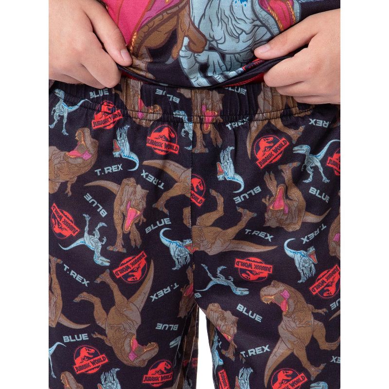 Jurassic World Boys' Blue T-Rex Park Logo Sleep Pajama Set Shorts Black, 3 of 6