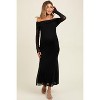 Pinkblush Black Mesh Overlay Off Shoulder Long Sleeve Maternity Midi Dress - 2 of 4