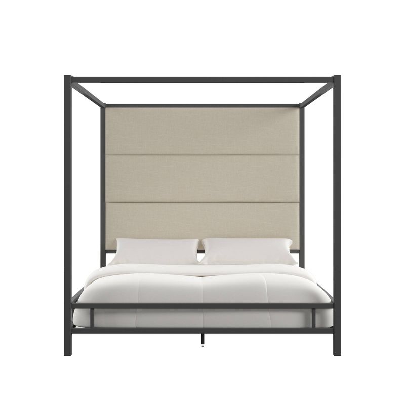 King Evert Black Nickel Canopy Bed with Panel Headboard - Inspire Q, 3 of 11