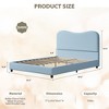 Bed Frame for Kids with Velvet Upholstered Headboard, Cute Low Profile Platform Bed for Girls and Boys, No Box Spring Needed - 2 of 4