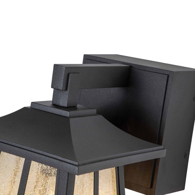 Matte Black Aluminum Outdoor Wall Sconce with Seeded Glass