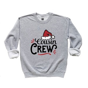 The Juniper Shop Cousin Crew Santa Hat Youth Graphic Sweatshirt - S - Heather Grey - 1 of 3