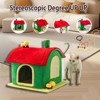Cat bed indoor enclosed warm cave - cat bed with removable cleaning mat, ample interior space, comfortable and soft pet house, red and green colors - 3 of 4