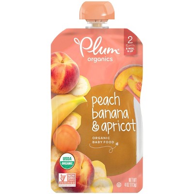 Plum Organics Stage 2 Peach Banana & Apricot Baby Food Pouch - 4oz