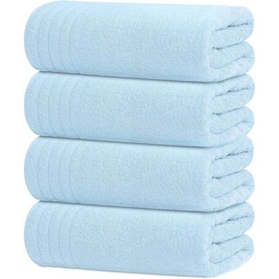 BRINJOY 4-Pack Extra Large Bath Towels - 30x60 Inch 100% Ultra-Fine Cotton, Lightweight Quick-Dry Bath Towels (Sky Blue)