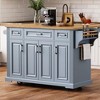 JUJABU 54'' Large Kitchen Island with Rubber Wood Drop Leaf, Rolling Cart with Embossed Texture, 4 Wheels, 4 Doors & 3 Drawers - 3 of 4