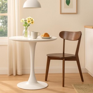 Homy Casa Mid Century Solid Wood Dining Chair with Curved Backrest, Walnut - 1 of 4