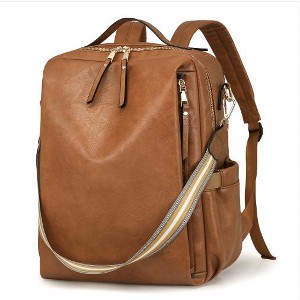 Wikineon Elegant Brown Retro-Style Backpack for Women: Multi-Functional PU Fashion Bag with Timeless Vintage Appeal, Ideal for Daily Outings - 1 of 4