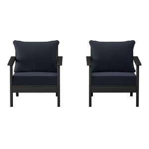 WestinTrends Avalon Outdoor Modern HDPE Patio Club Chairs with Deep Seat Cushions (Set of 2) - 1 of 4