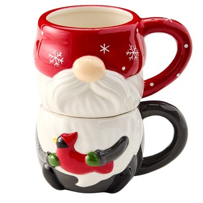 The Lakeside Collection Christmas Characters Stackable Ceramic Mugs Set of 2