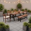 Whisen Outdoor Wood Dining Set, Outdoor Dining Furniture With Removable Cushions, 5 Arm Chairs and 1 Bench - Natural - 2 of 4
